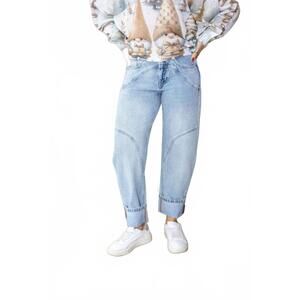 NEW SAIGE DENIM women's barrel jeans in blue
